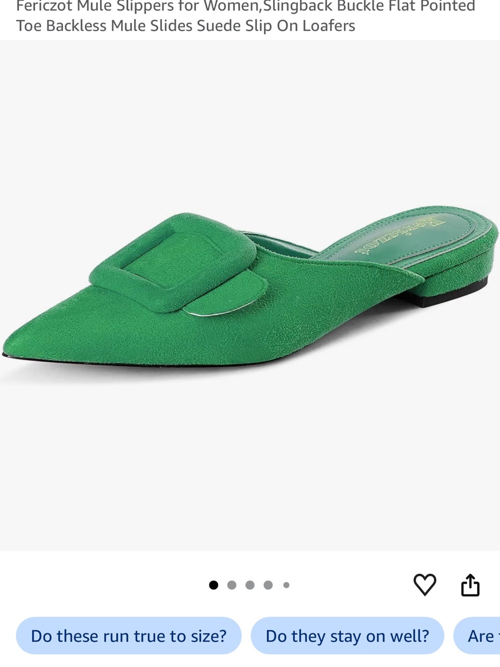 Green Pointed Slingback Mule with Decorative Buckle